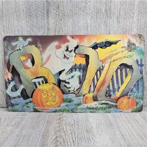 Vintage Eureka Die Cut Halloween Decoration BOO Ghost Graveyard Bat Pumpkin - Picture 2 of 8